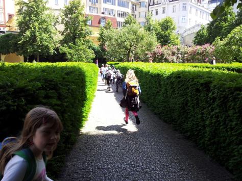 Children run in the Franciscan Gardens, Praha, June 2014.